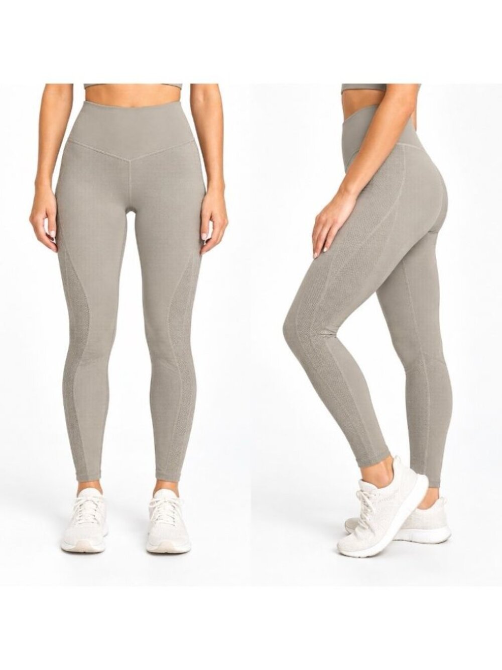Fabletics SculptKnit High Waisted Mesh Leggings Women M Fresh Taupe NWT
